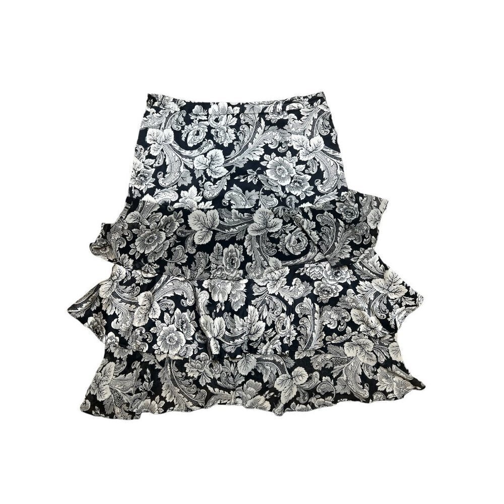 COPY - White House black market 100% silk midi skirt ruffle floral size 10​​​​​